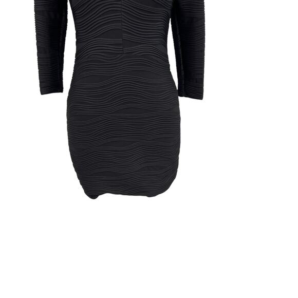 Bec & Bridge Textured Bodycon Mini Dress Ribbed Long Sleeve Black Size US 4 - Picture 4 of 8